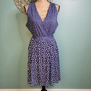 NEW YORK & COMPANY Midi Wrap Blue Dress Fit and Flare